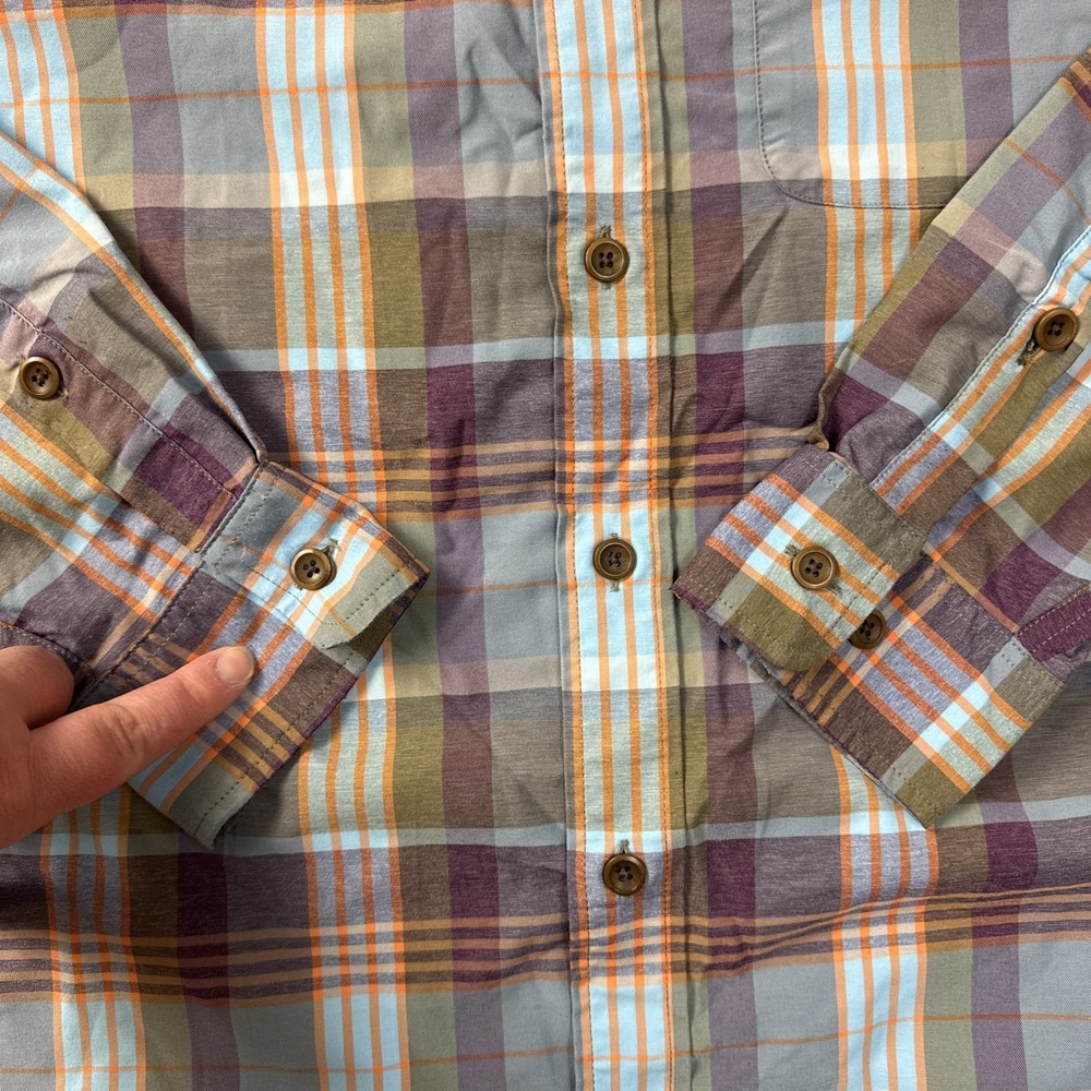 Orvis Flannel Shirt Long Sleeve Light Weight Plaid Blue Classic Fit Men's Large - Picture 9 of 10
